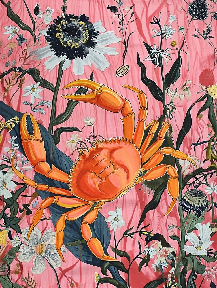 Floral Animal Painting Crab 2