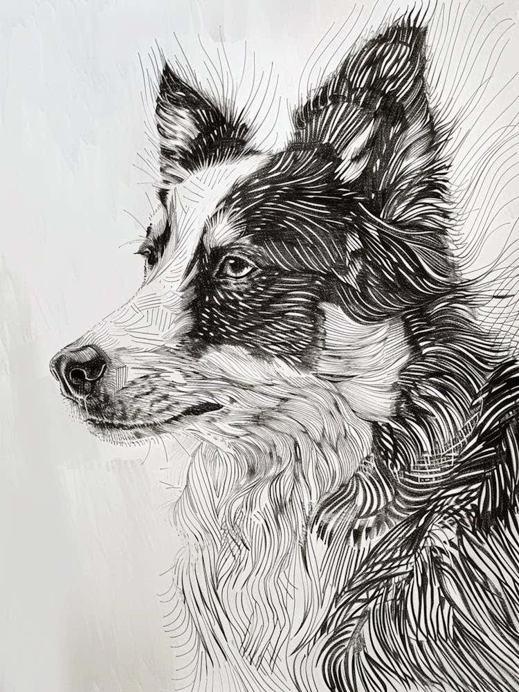 Icelandic Sheepdog Line Art 3