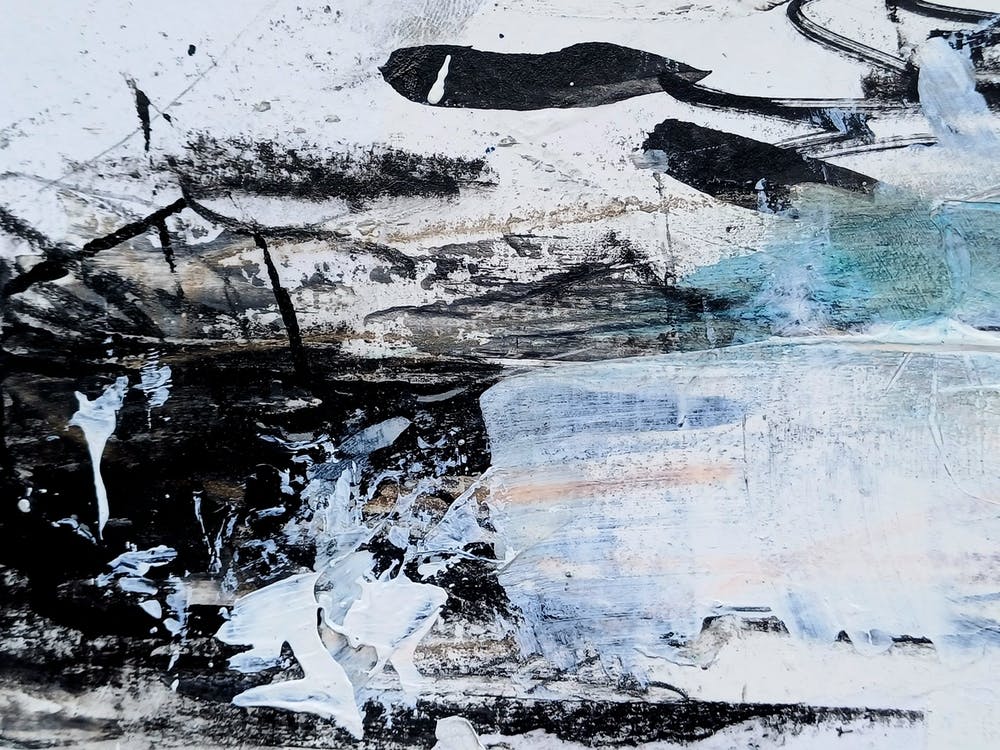 Abstract Painting Black White Blue