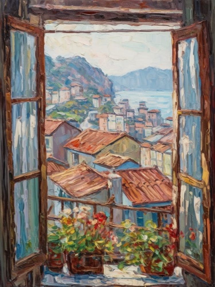 Window View Of Seoul South Korea Impressionism Style 2