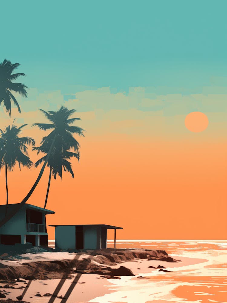 Art Hikkaduwa Beach Sri Lanka Mediterranean Style Illustration 1
