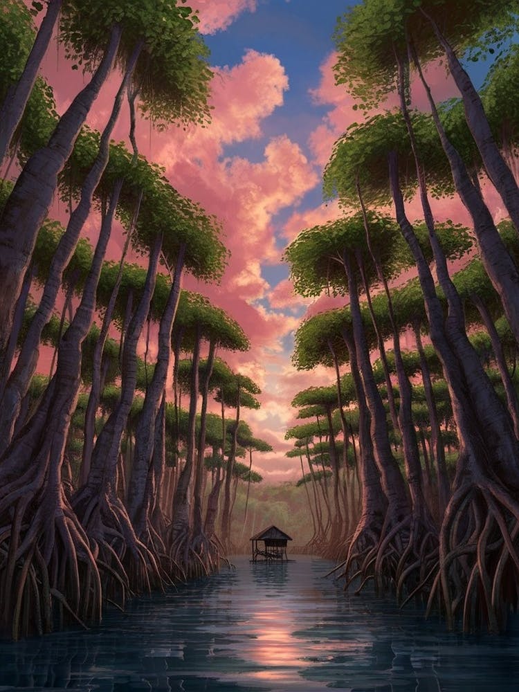 Mangroves At Sunset