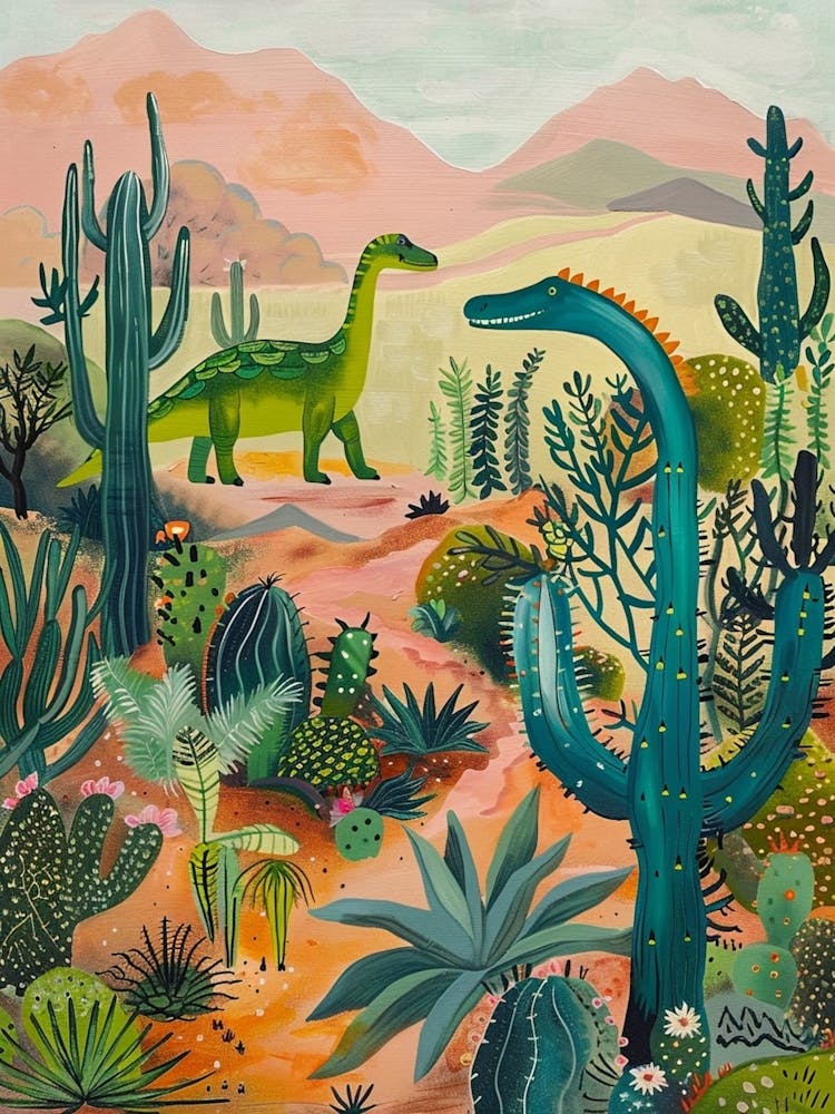 Abstract Dinosaur In The Desert Painting 2