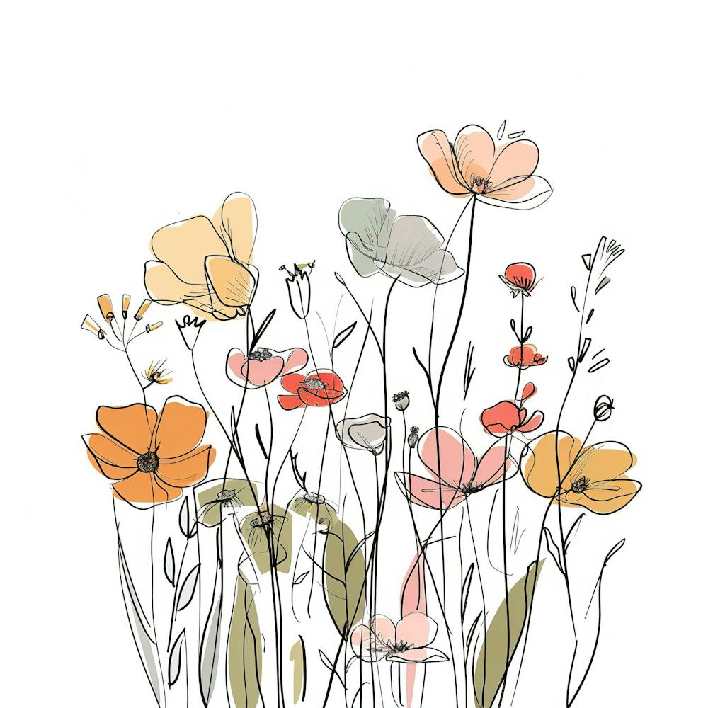 Hand Drawn Wildflowers Line Art 8