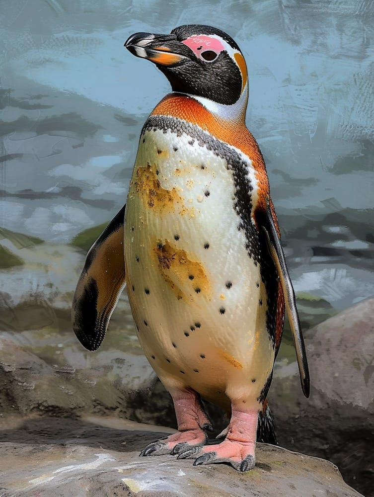 Galapagos Penguin King George Island Colour Block Painting 3