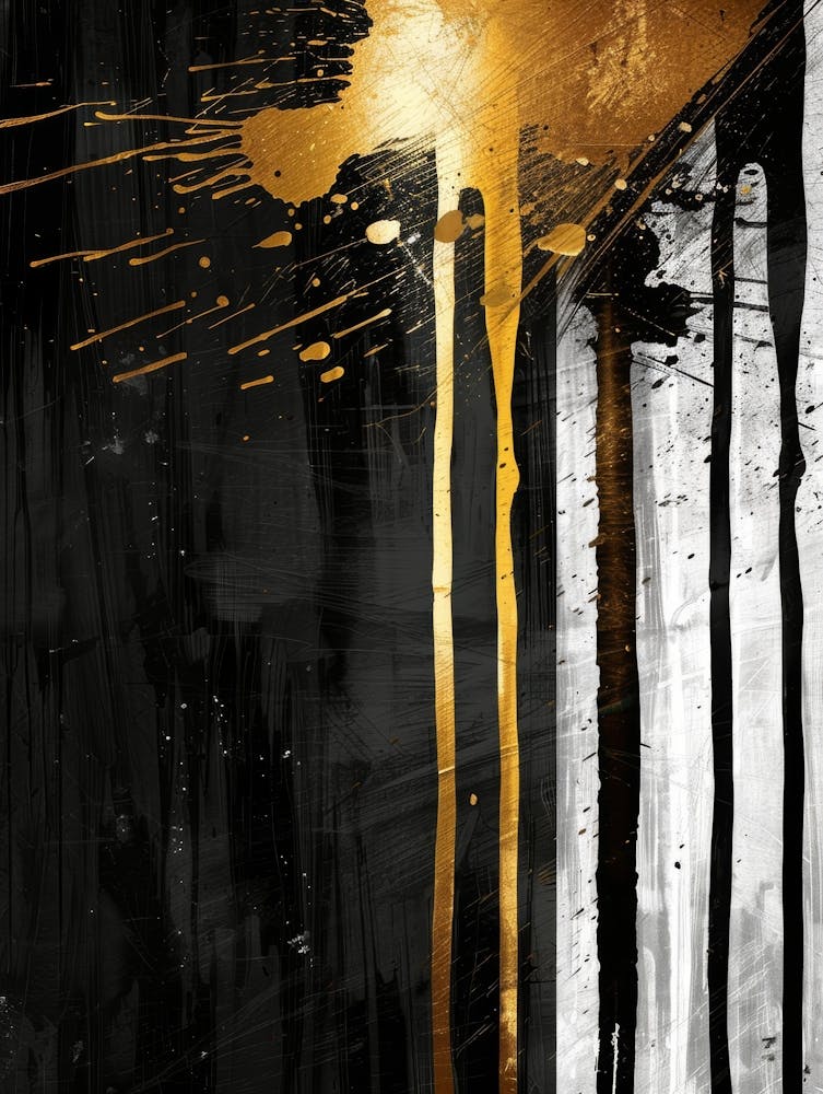 Gold And Black Abstract Painting 128