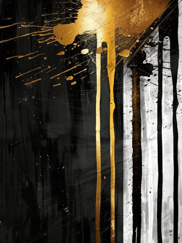 Gold And Black Abstract Painting 128