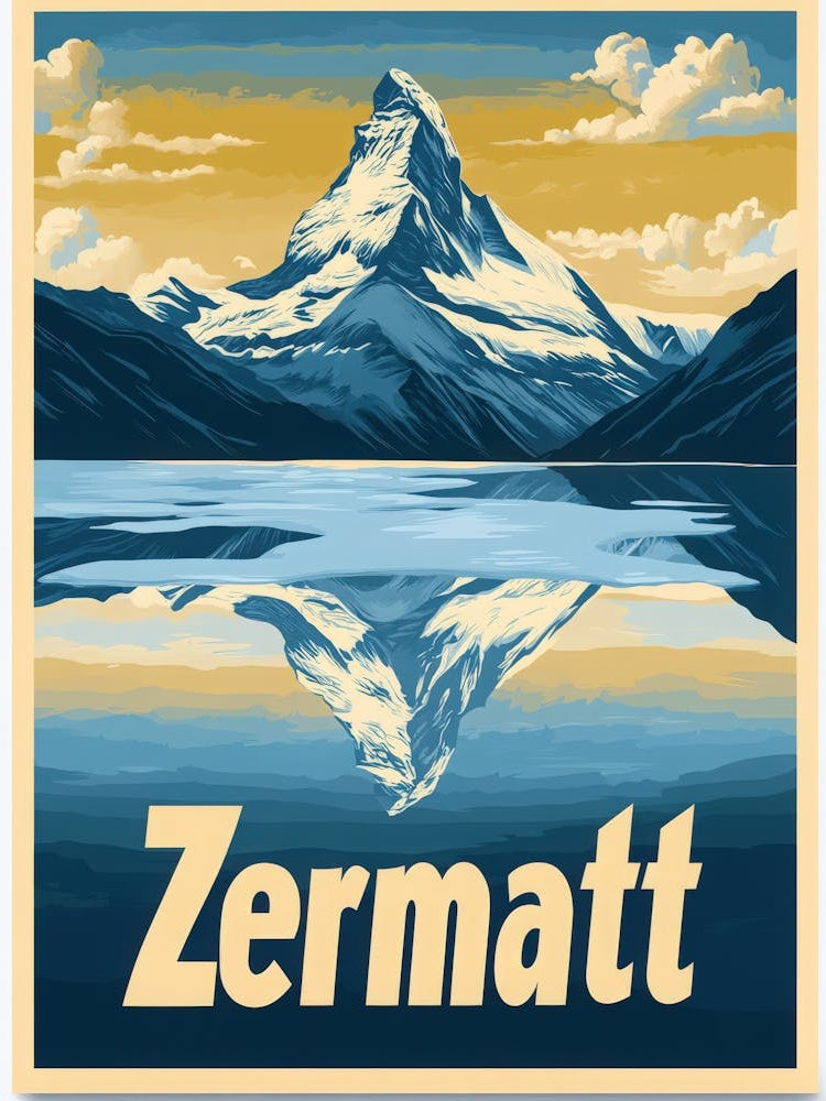Aihrgdesign A Mid Century Modern Travel Poster For Zermatt 3