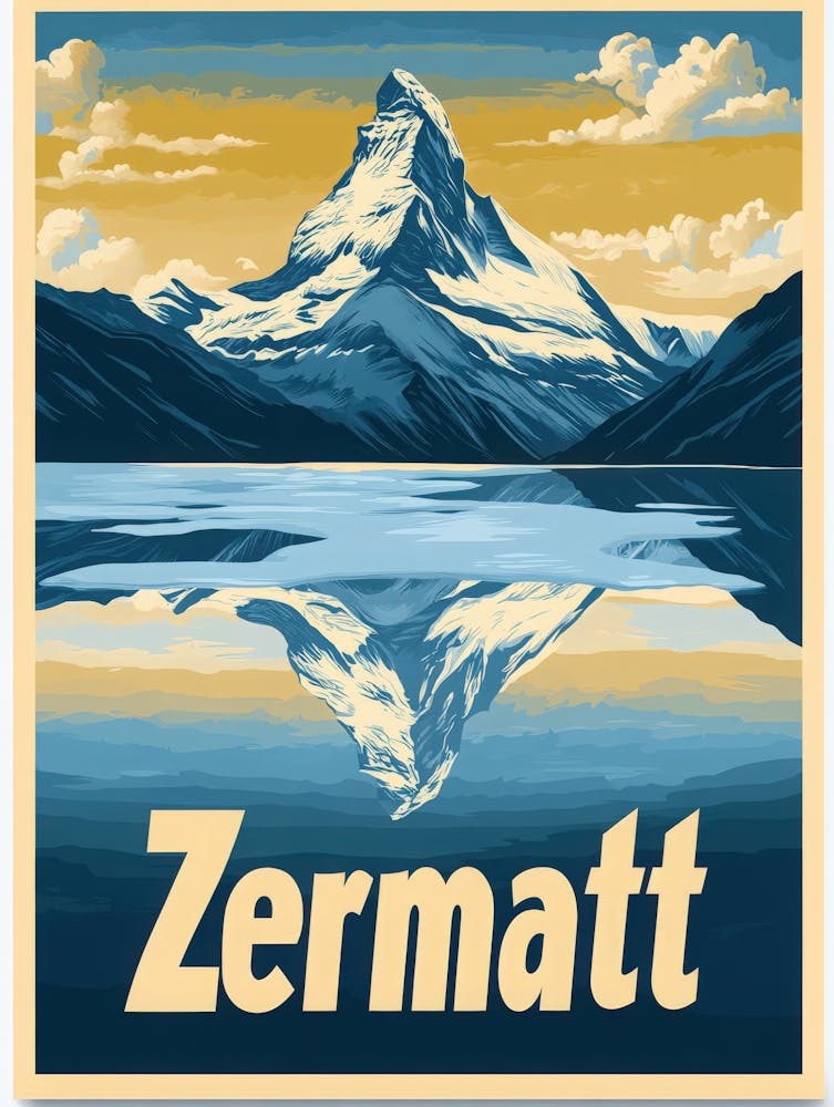Aihrgdesign A Mid Century Modern Travel Poster For Zermatt 3
