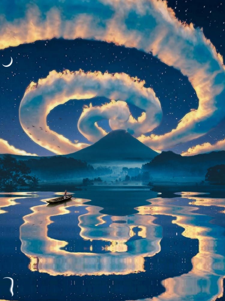 Magic Clouds And Sky Night Reflection