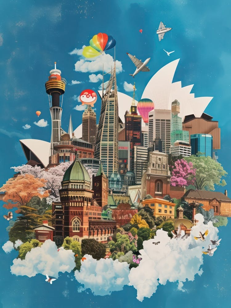 Sydney   Retro Collage Style 1