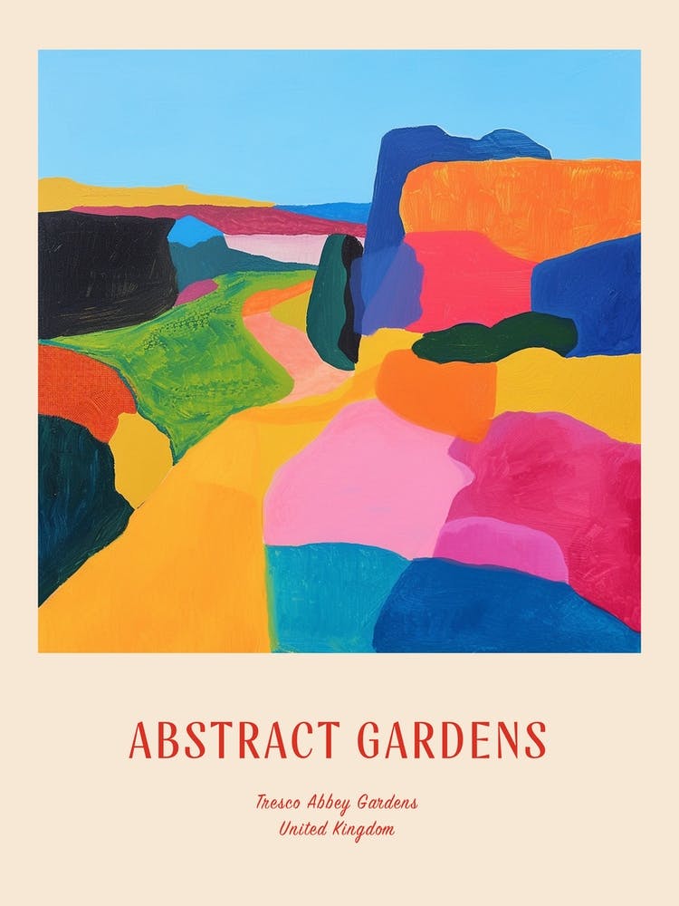 Farbenfrohe Gärten Tresco Abbey Gardens Vereinigtes Königreich 1 Rotes Poster