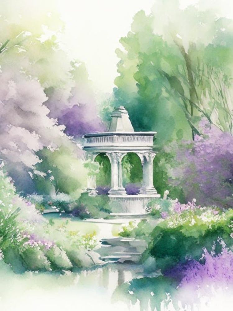 Central Park Conservatory Garden, 1, Usa Pastel Watercolour