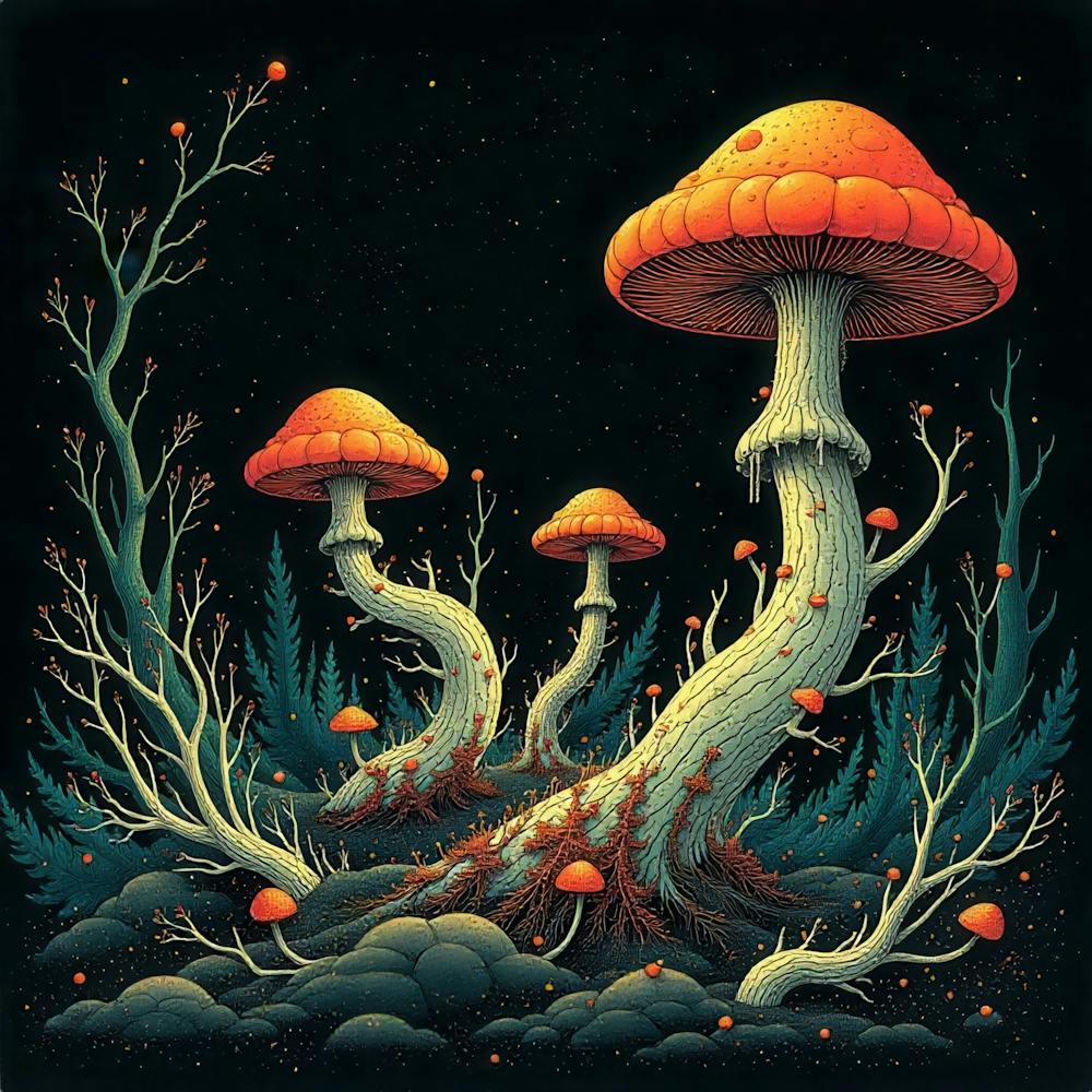 Mushrooms In The Night 1