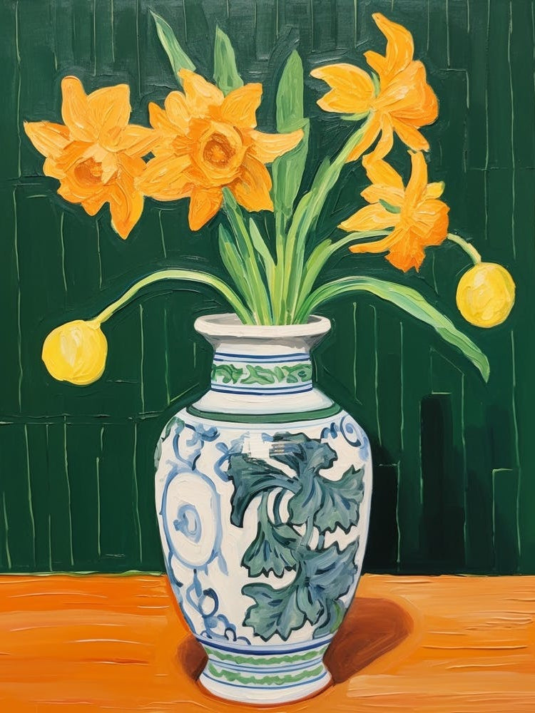 Flowers In A Vase Still Life Painting Daffodil 4
