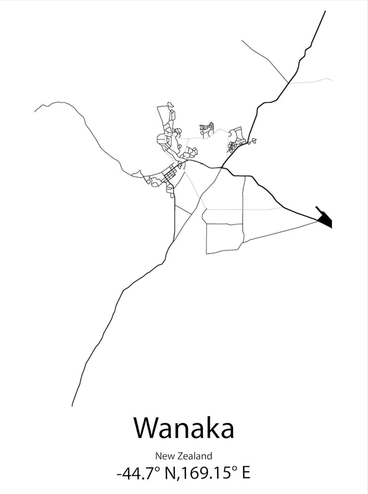 Wanaka,New Zealand Minimalist Map