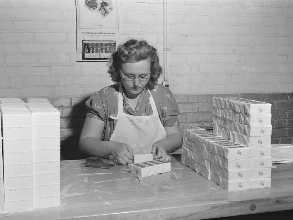 Wrapping Quarter Pounds Of Butter At The Dairymen S Cooperative Creamery, Caldwell, Canyon County, Idaho