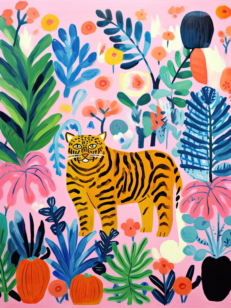 Tiger In The Jungle 4, Matisse Inspired