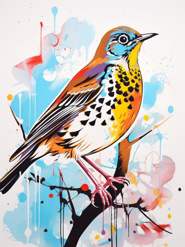 Andy Warhol Style Bird Hermit Thrush 2