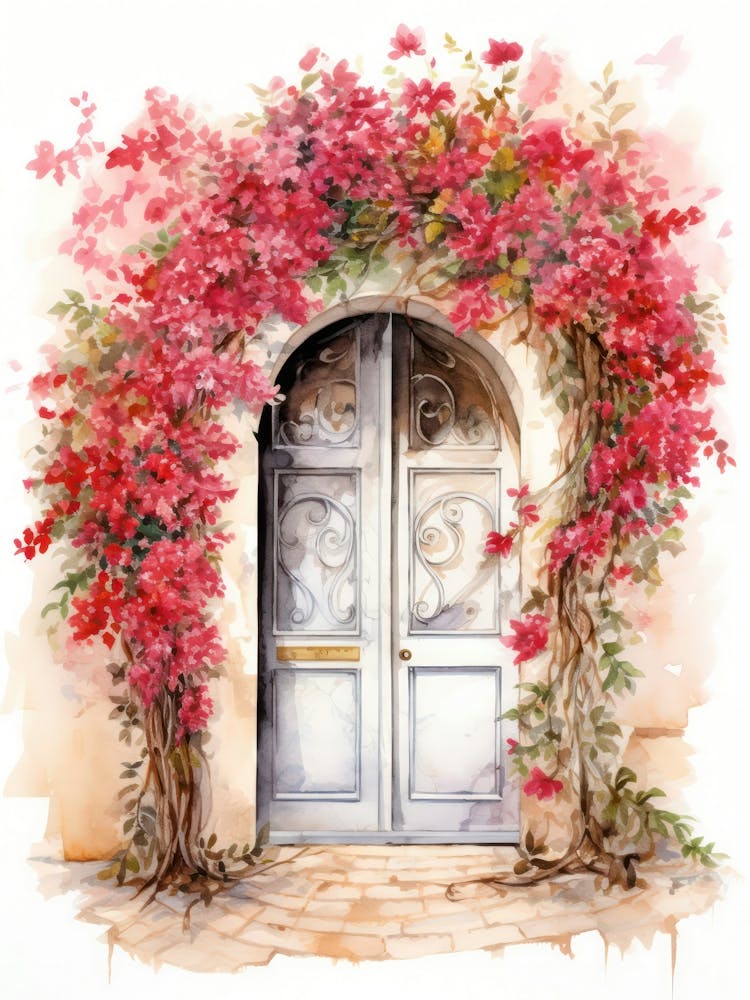Tarragone, Espagne   Peinture Aquarelle Portes Méditerranéennes 3