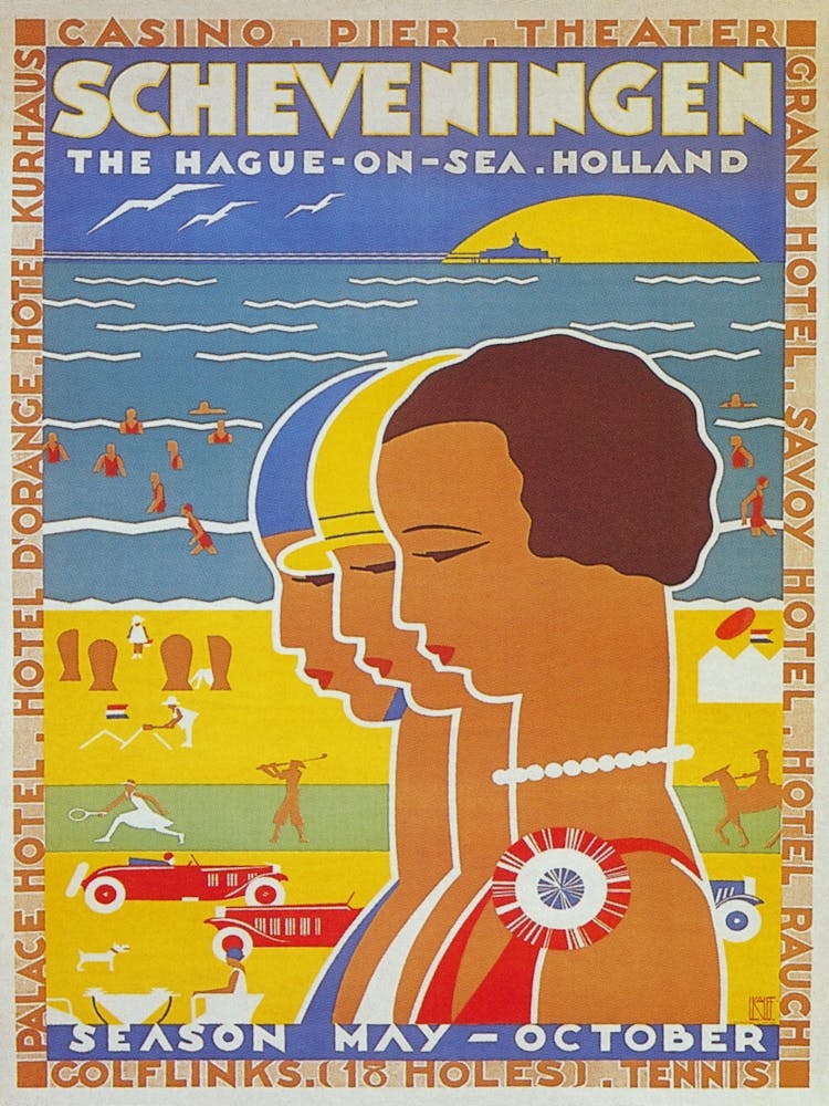 Scheveningen Holland Vintage Beach Poster