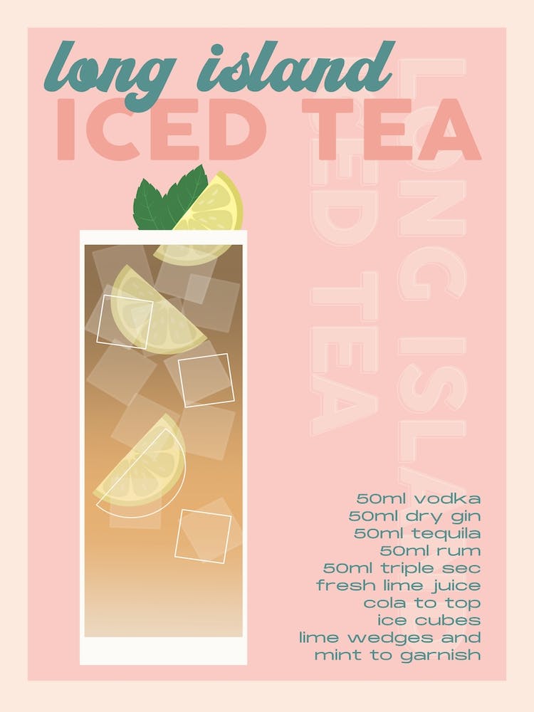 Pink Long Island Iced Tea Cocktail