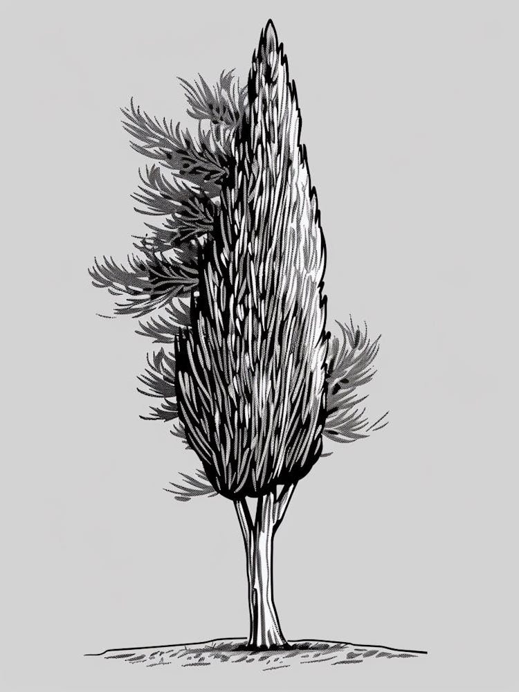 Cypress Tree Minimalistic Drawing 4