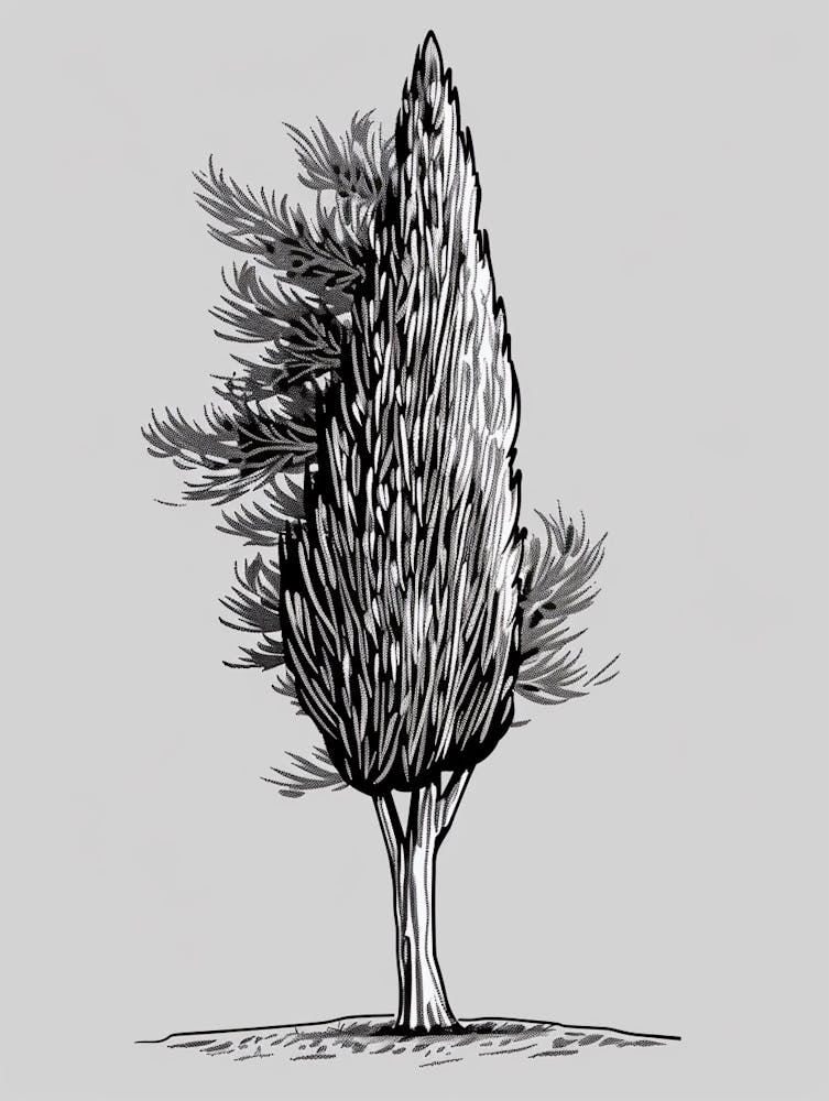 Cypress Tree Minimalistic Drawing 4