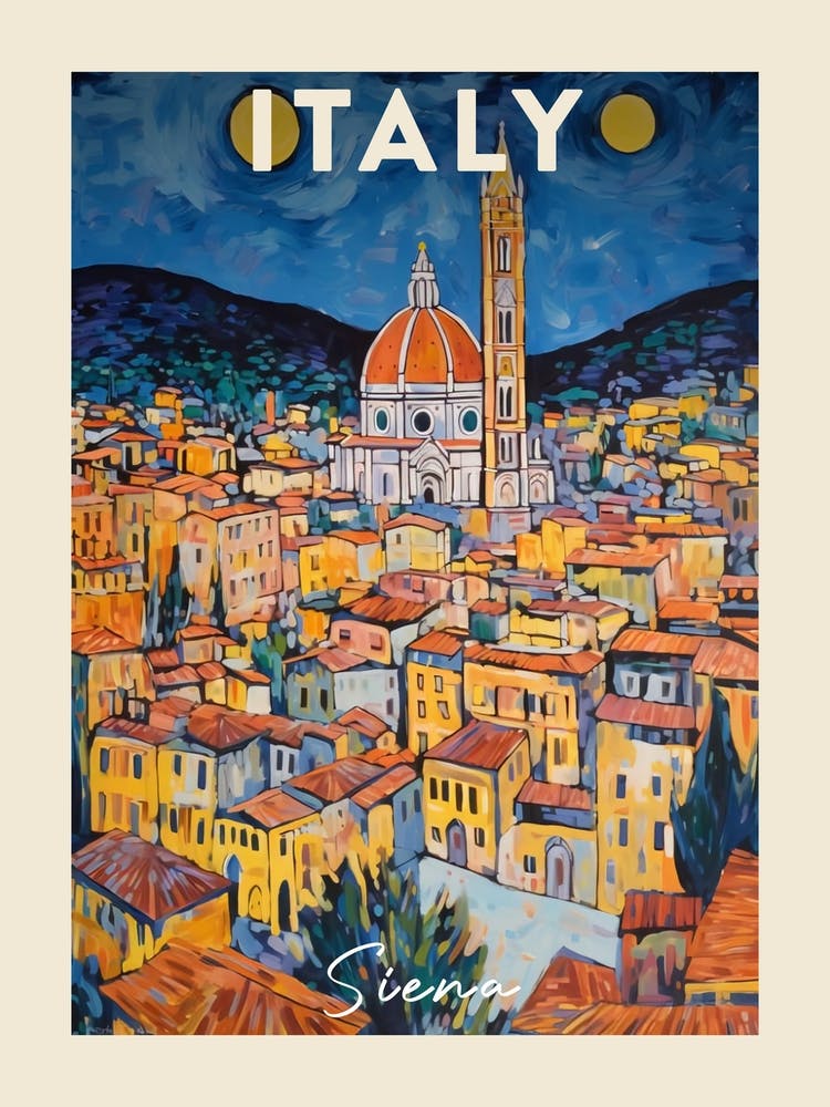 Siena Italy 4 Fauvist Painting Travel Poster