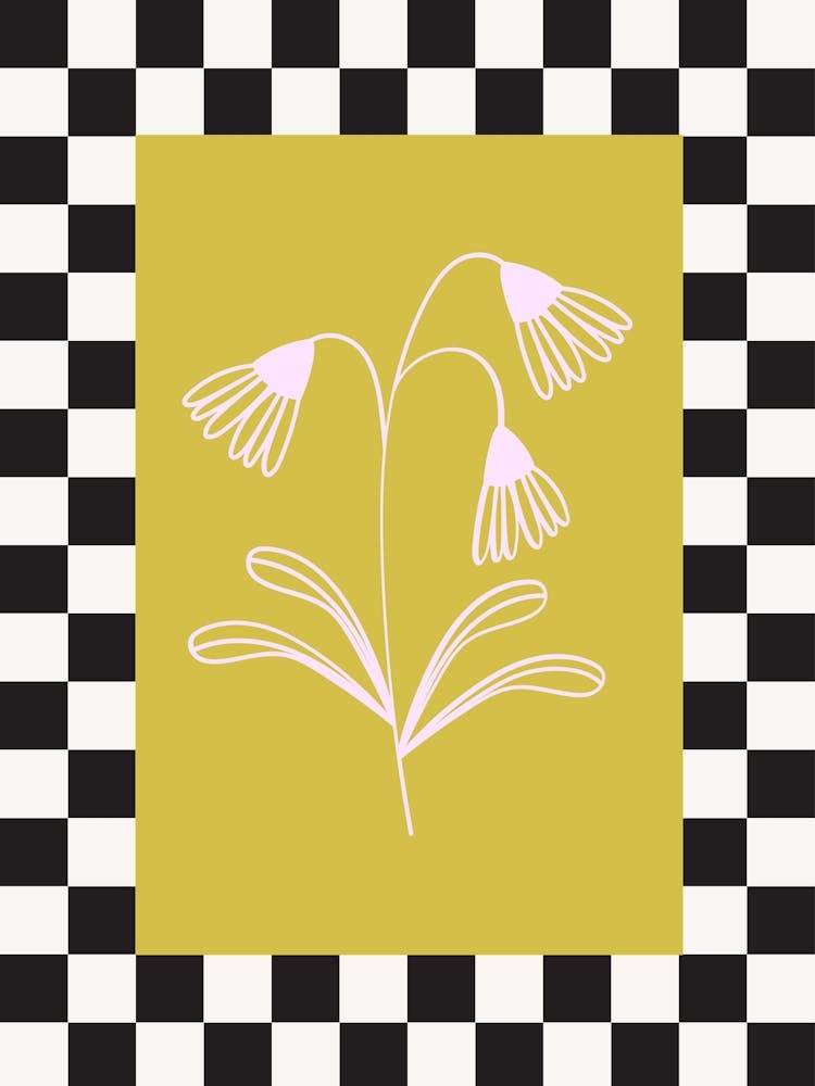 Modern Checkered Flower Poster  11