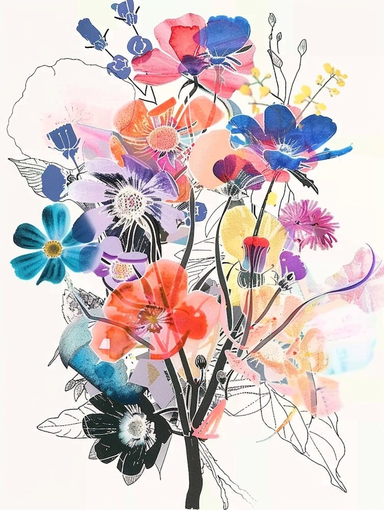 Cineraria Collage Flower Bouquet