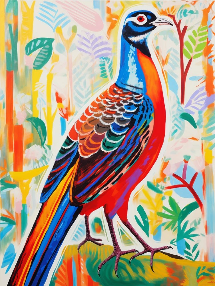 Peinture d'oiseau colorée Faisan 4