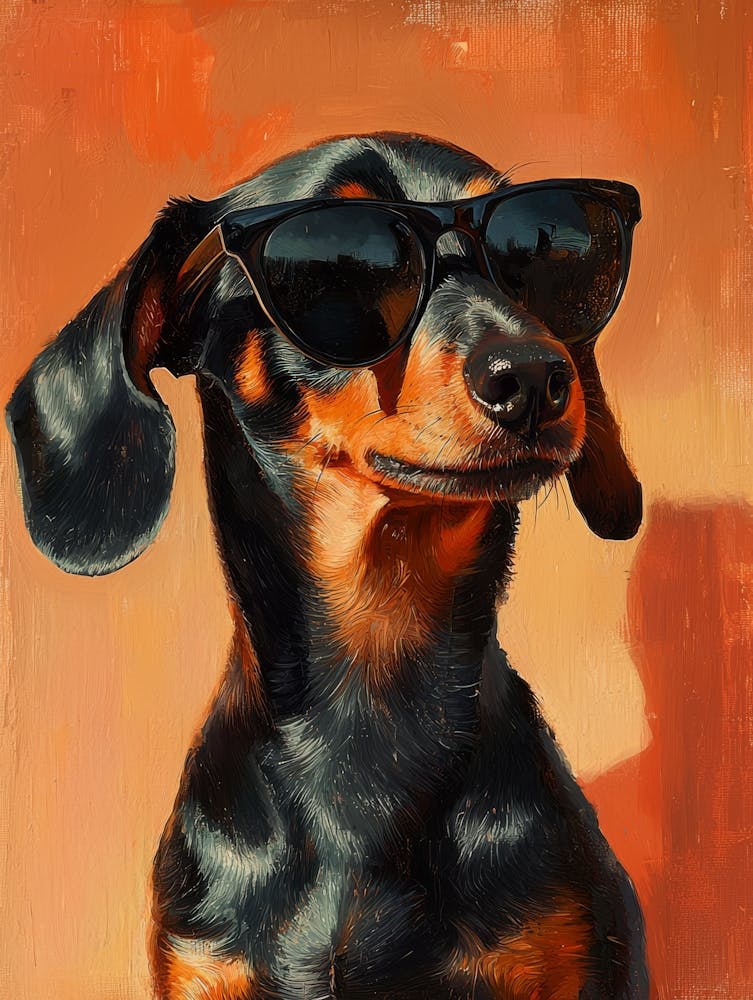 Dachshund In Sunglasses.Generated AI. 2