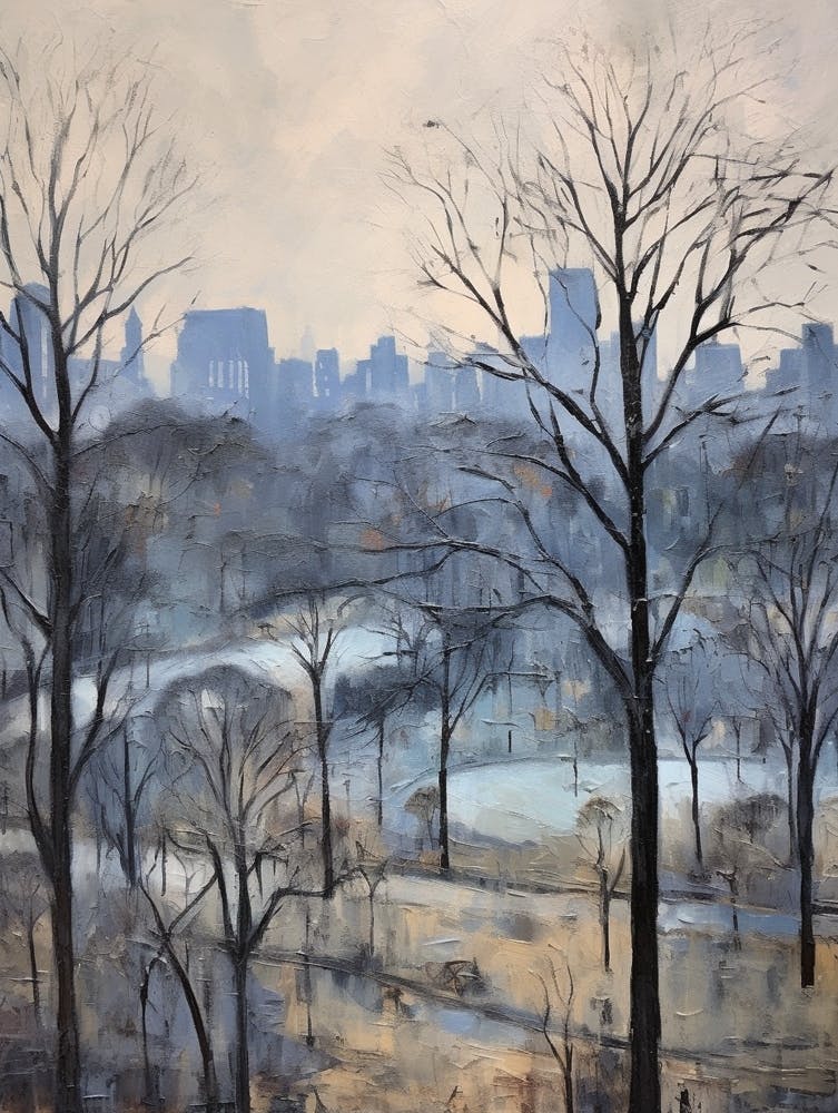 Winter City Park Painting Ibirapuera Park Bogota 1