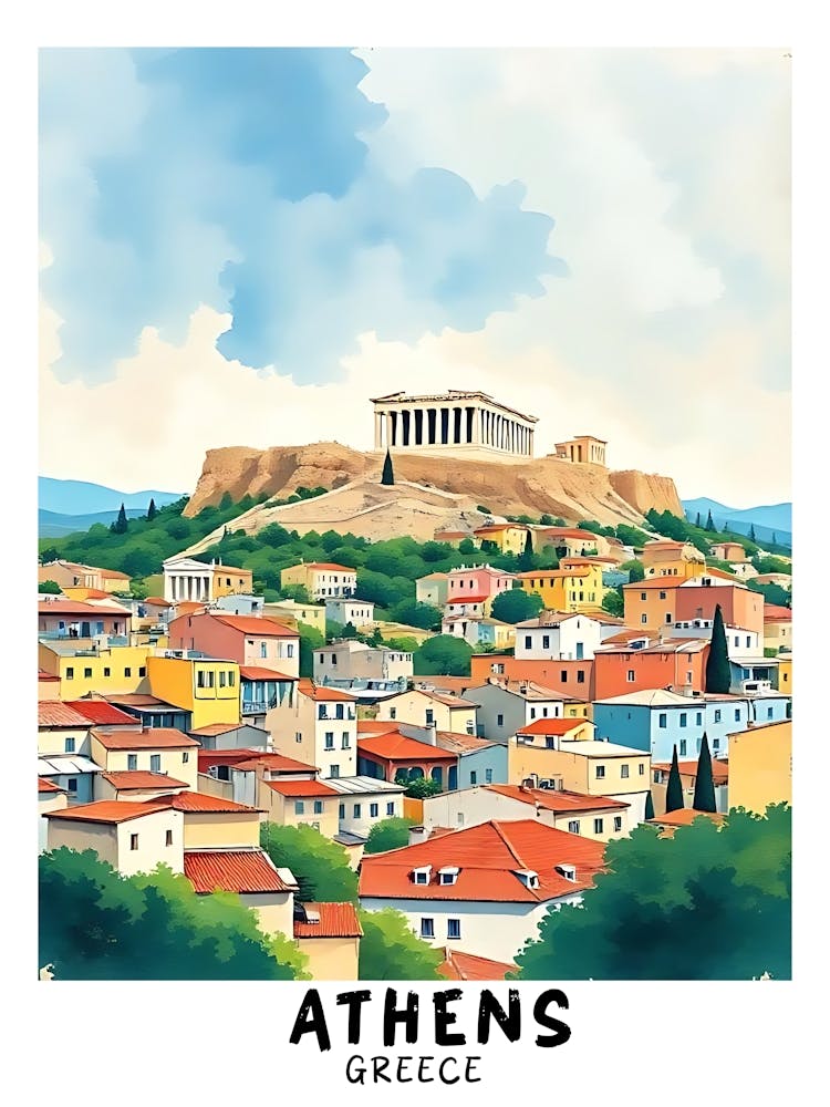 Affiche de Voyage Vintage Athènes Grèce 27