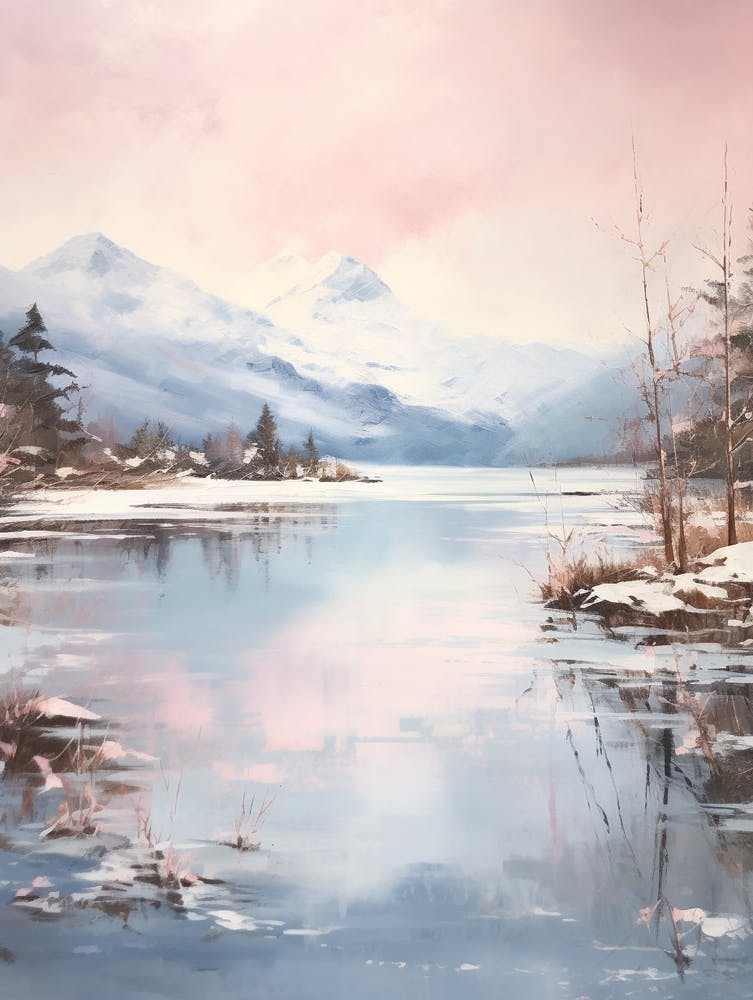 Dreamy Winter Painting Lake District United Kingdom 1