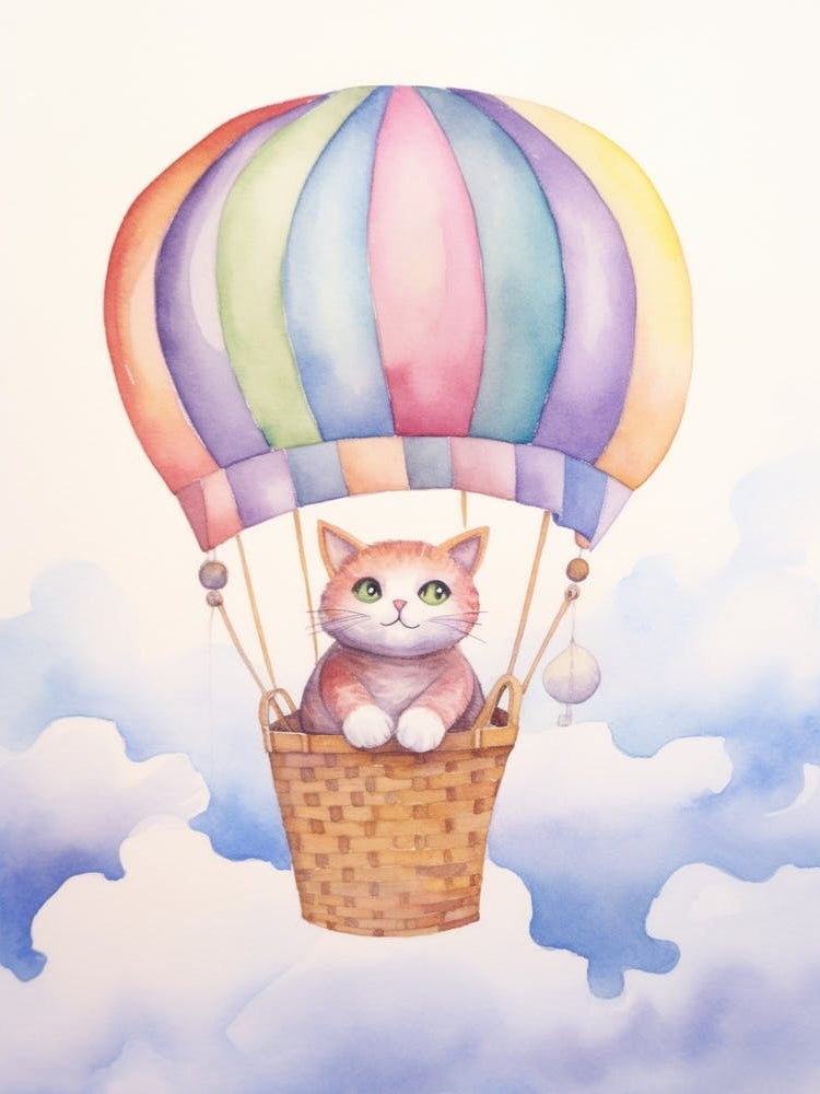 Baby Cat 1 In A Hot Air Balloon