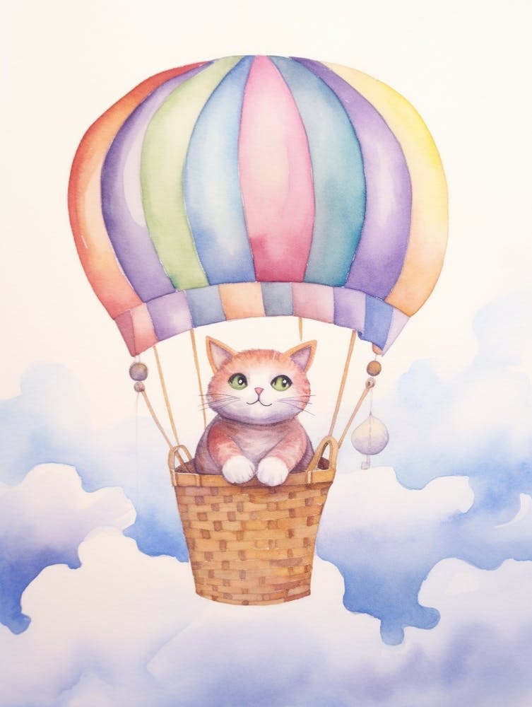 Baby Cat 1 In A Hot Air Balloon