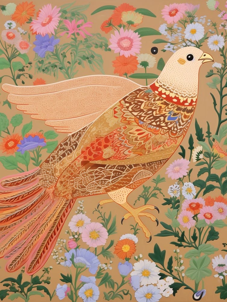 Maximalist Bird Painting Partridge 2