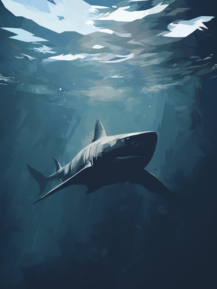 An Illustration Of A Dark Shadow Of A Shark Swimming 2