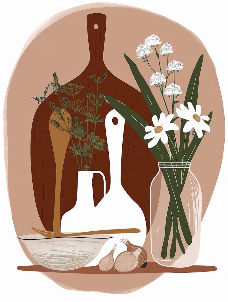 Illustration Of Flowers And Herbs