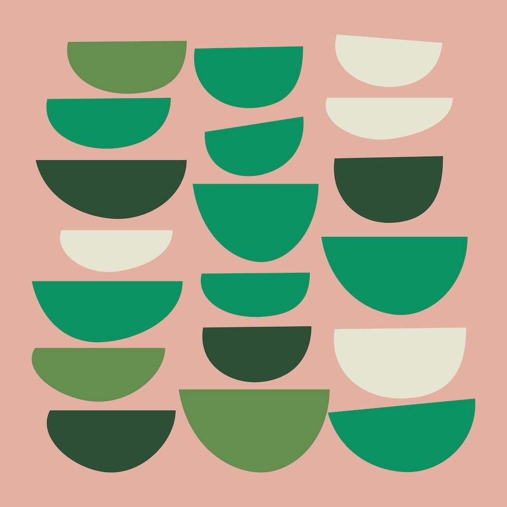 Cute Pink and Green Geometric Bowl Shapes