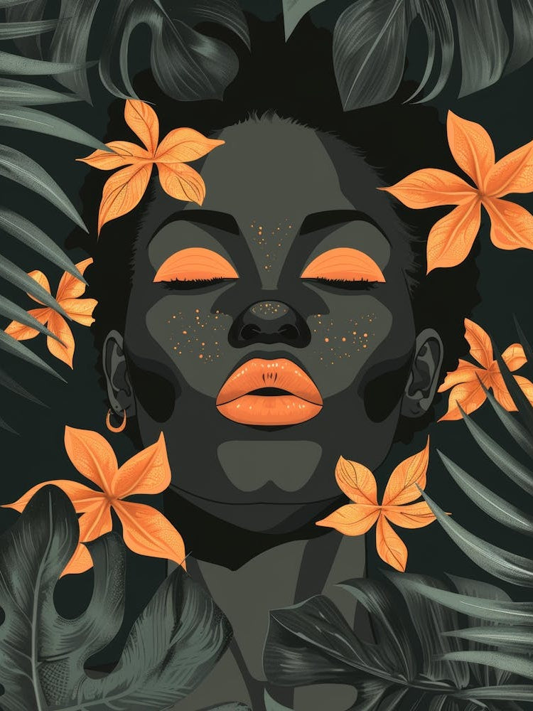 African Girl With Flowers