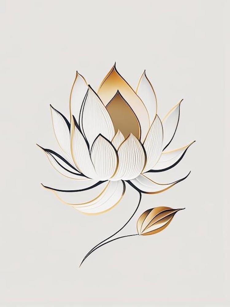 Lotus Flower In Garden Retro Minimal 4