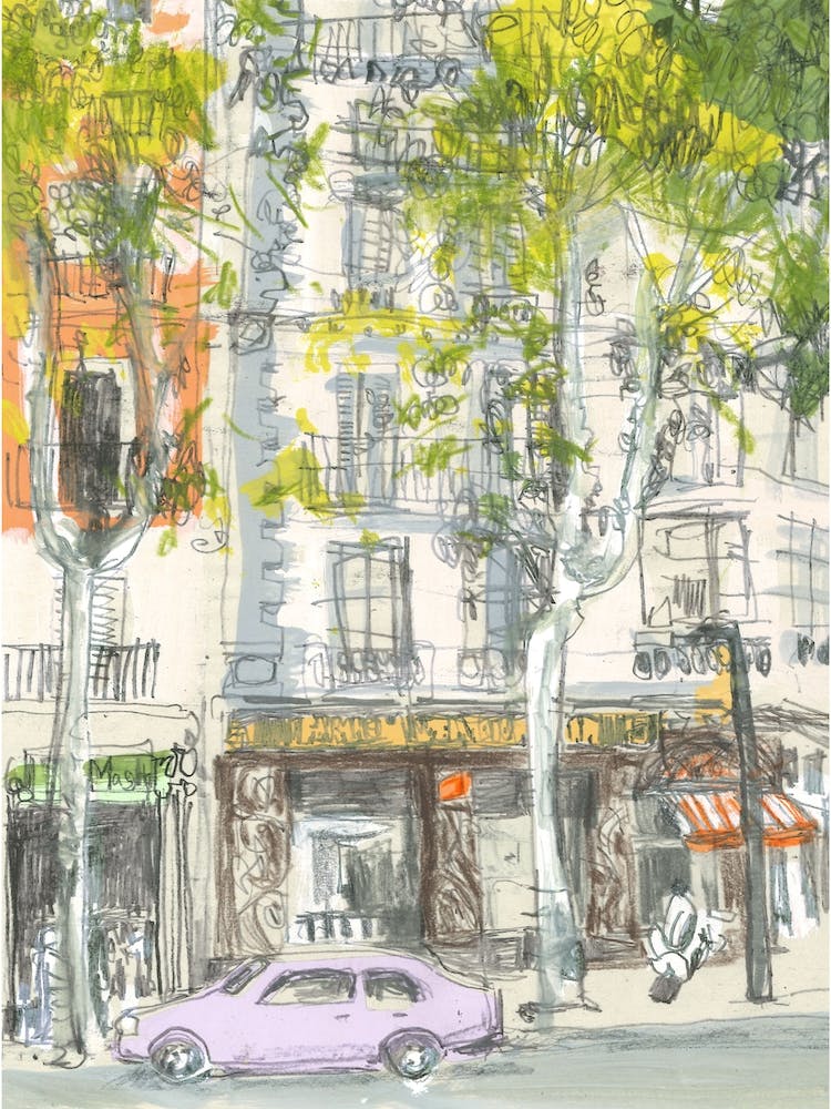 Lilac Car In Barcelona 