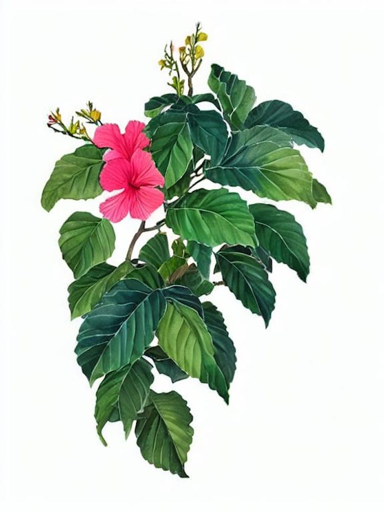 Hibiscus (Hibiscus Rosa Sinensis) Watercolor