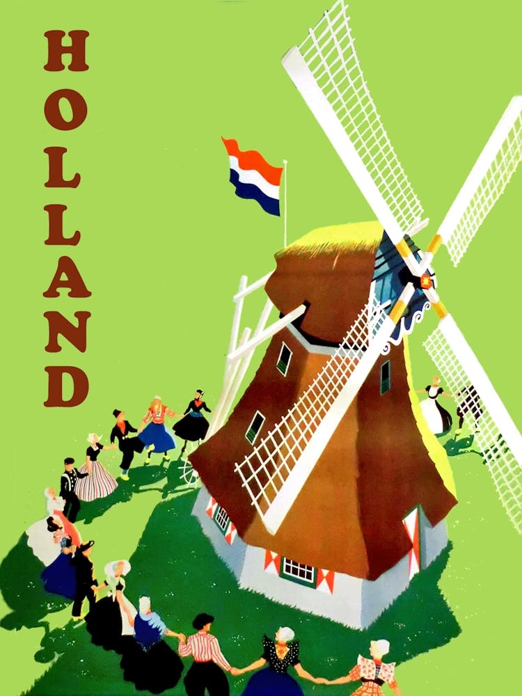 Holland, People Dancing Around Windmill