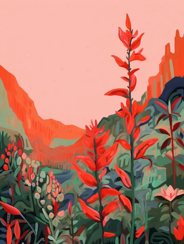 Boho Wildflower Painting Cardinal Flower 3
