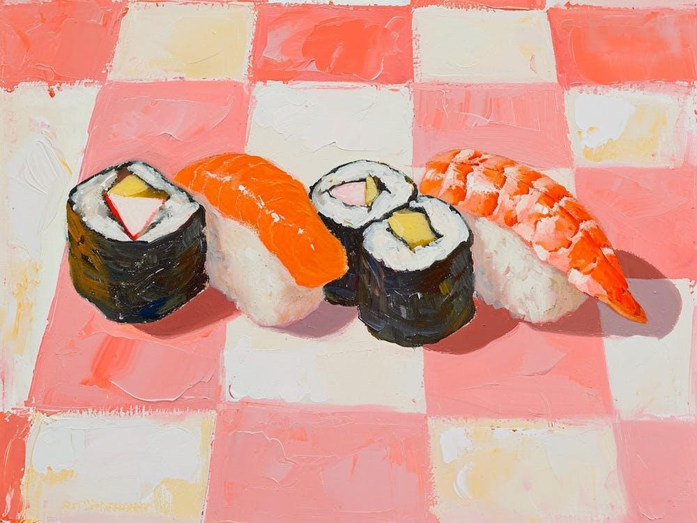 Sushi Selection Pink Checkerboard 3