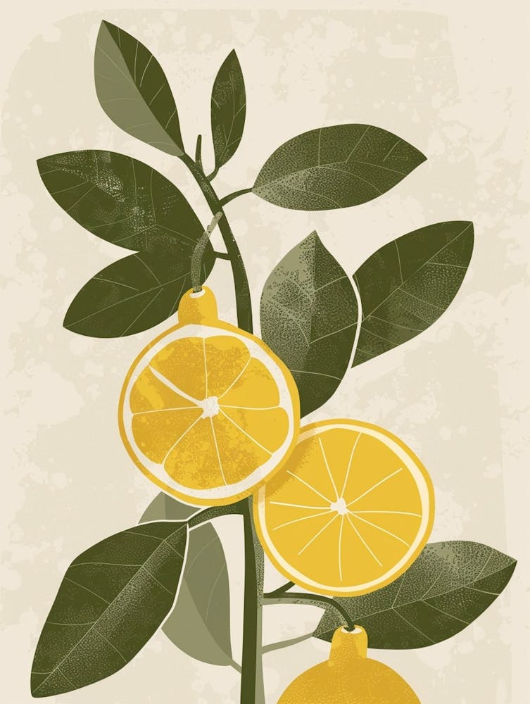 Lemon Ball Cactus Minimalist Abstract Illustration 2